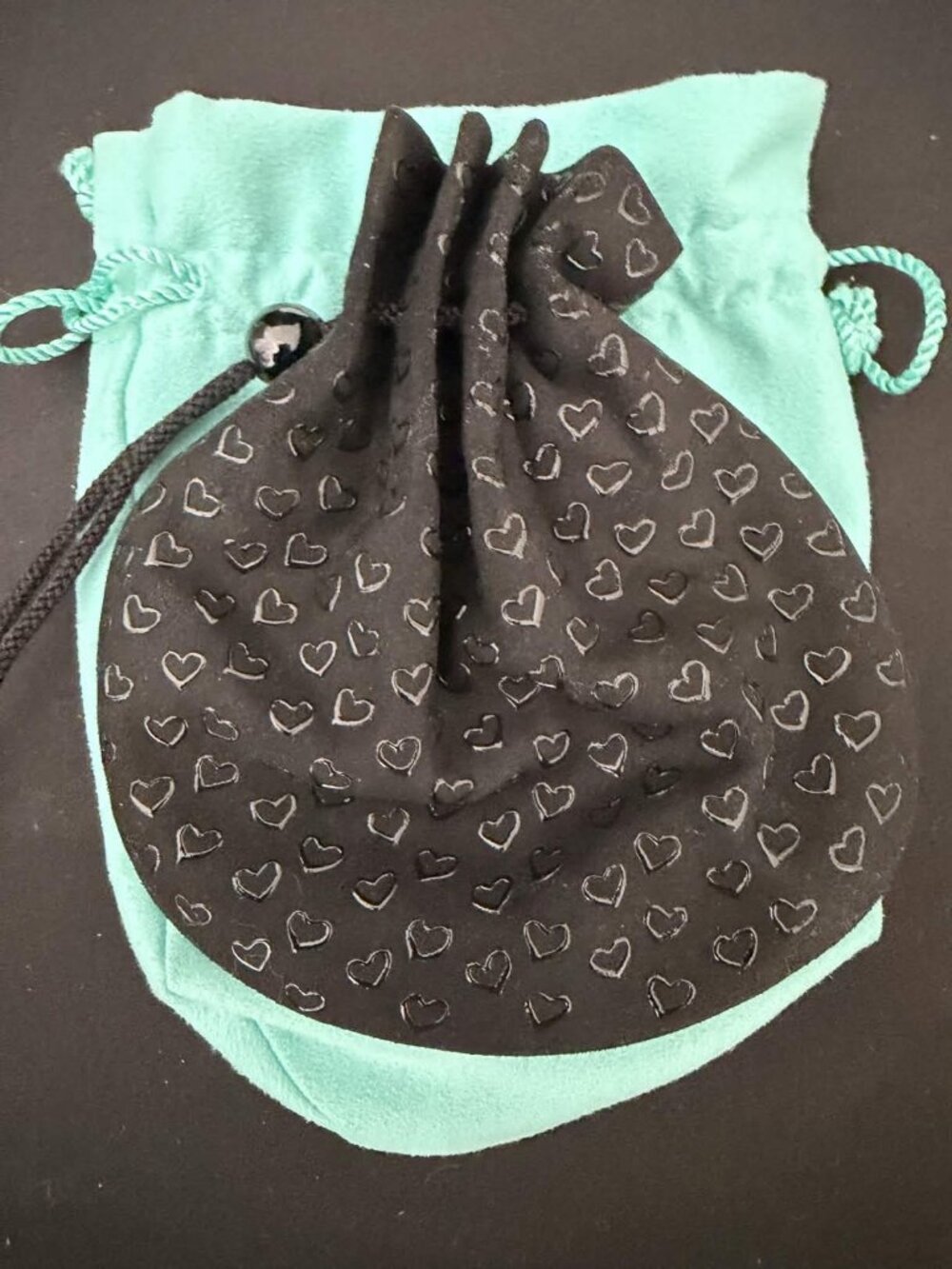 Tiffany Elsa Peretti Leather Open Heart Drawstring Pouch NWDB/ NWB